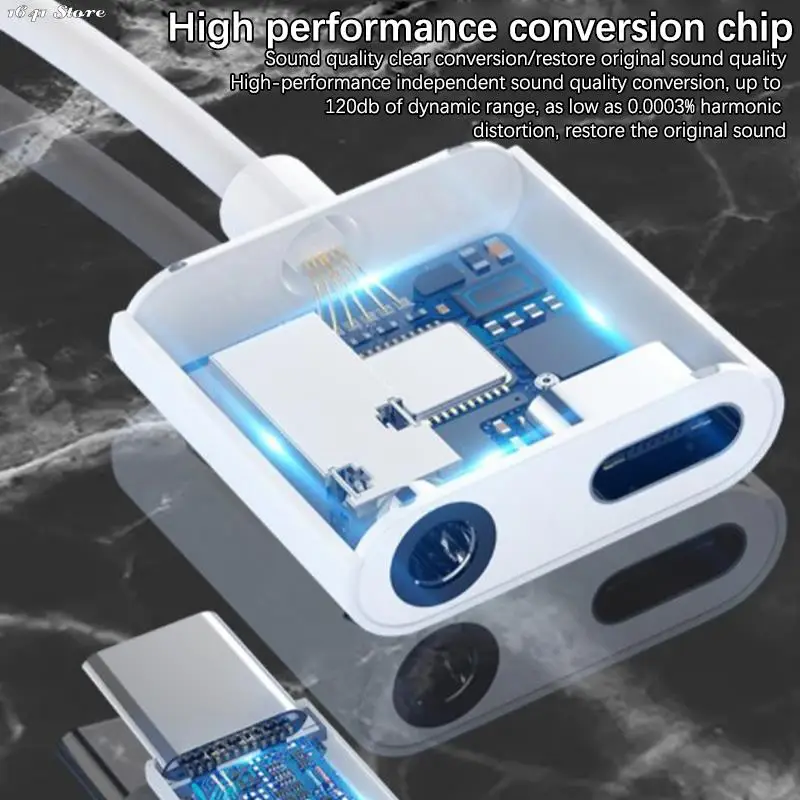 Фото Адаптер типа C USB C на 3,5-мм разъем аудио зарядное устройство разветвитель Тип C конвертер зарядный кабель адаптер для фотографий 1 шт. №3