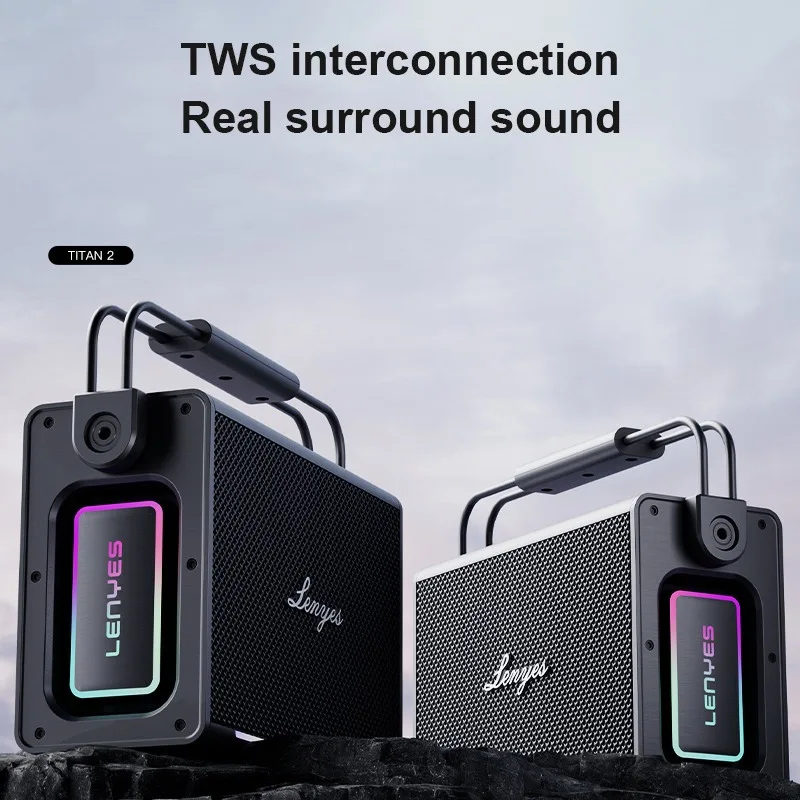Lenyes TITAN2 Caixa De Som Bluetooth Мощный дышащий бас-динамик Сабвуфер с двойным микрофоном TWS TF-карта Воспроизведение через USB