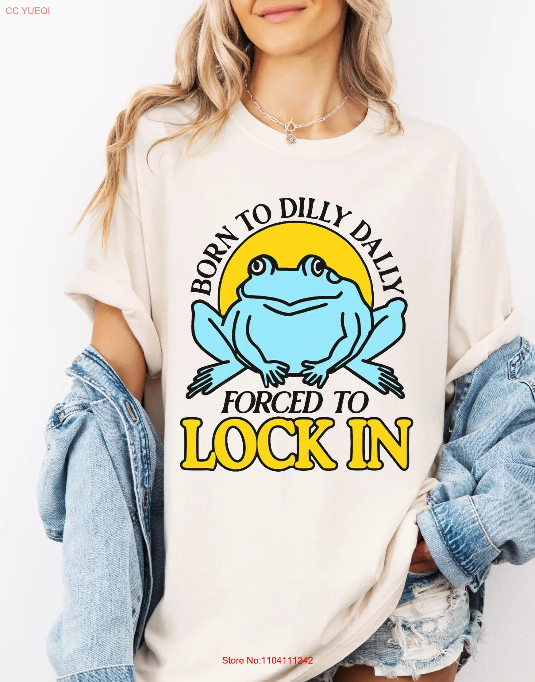 Футболка Born To Dilly Dally Forced Lock In Frog, саркастический ленивец для мужчин, женщин, с длинными или короткими рукавами