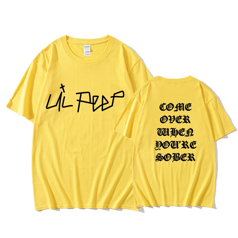 Фото Футболка lil peep для мужчин и женщин, хлопковая одежда для спортзала, топ с коротким рукавом в стиле Харадзюку, уличная одежда оверсайз, белого цвета, на лето №5