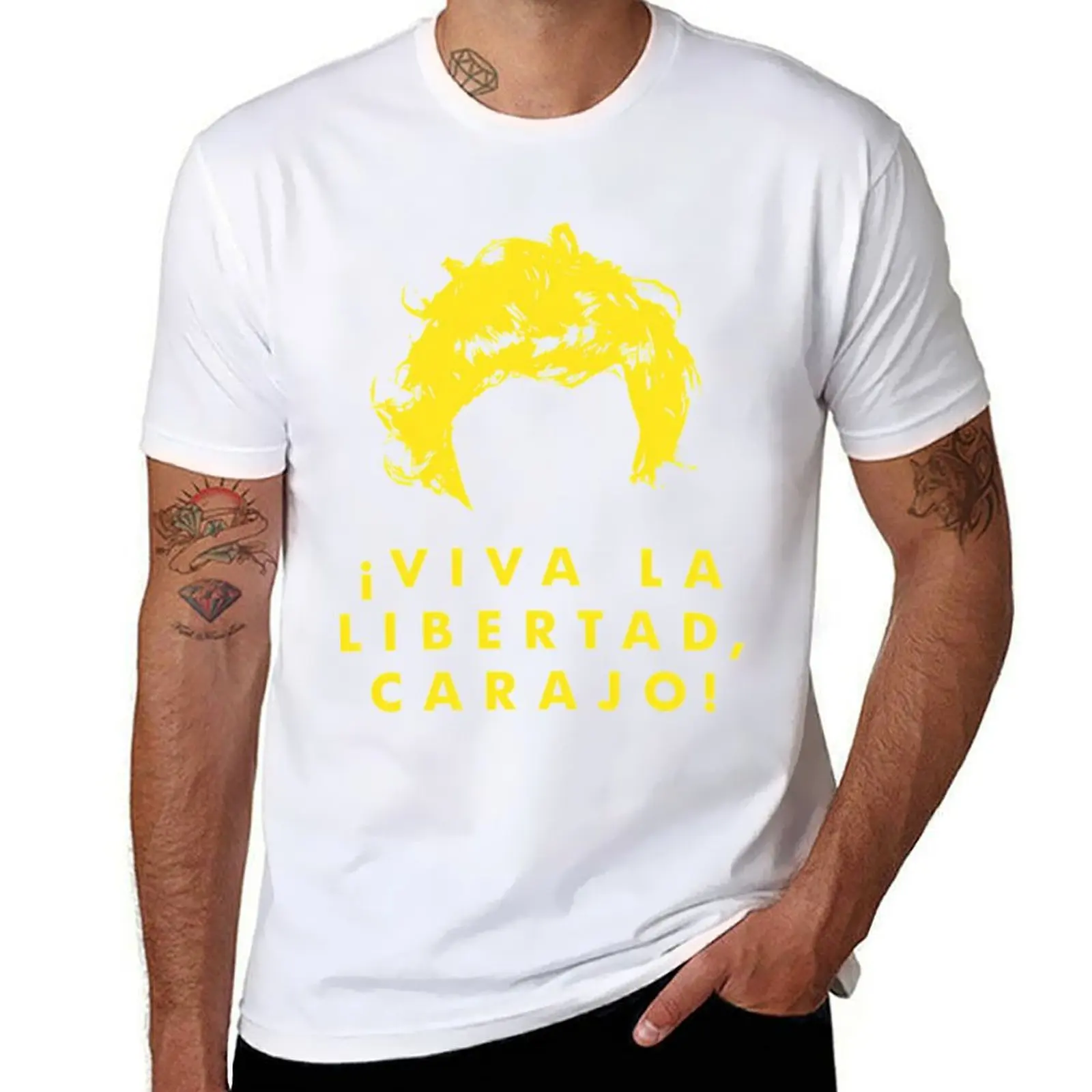 Футболка VIVA LIBERTAD YELLOW MILEI, футболки из 100% хлопка, мужская футболка из 100% хлопка