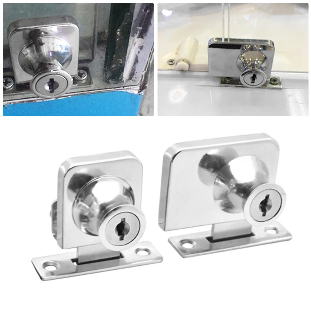 Фото AaMetal SingleDouble Качающиеся стеклянные шкафыДверной замок для шкафа с ключами Без замка для сверления Простые в установке стеклянные дверные замки №2