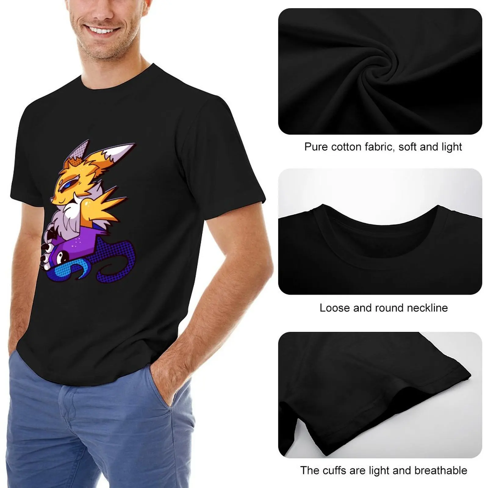 Фото Футболка Renamon, футболка с аниме, эстетичная одежда, летние топы, футболки для мужчин №5
