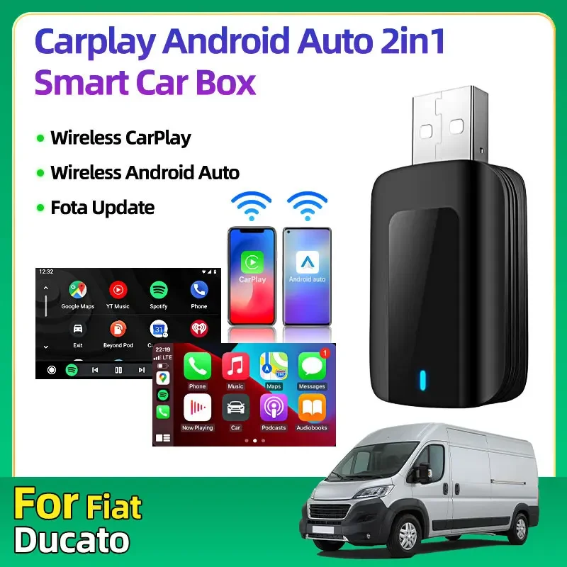 Для Fiat Ducato 2in1 адаптер CarPlay для Apple iOS Android Carplay беспроводной адаптер Android Smart Dongle Wi-Fi быстрое подключение
