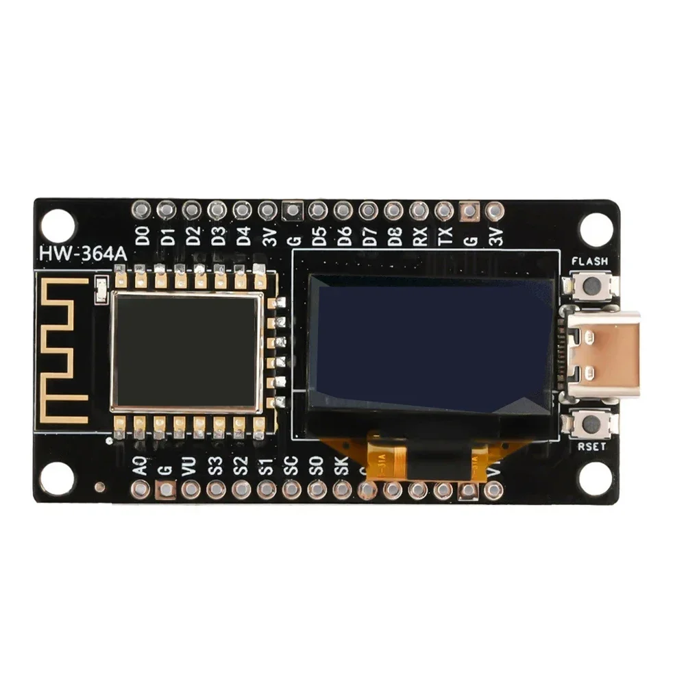 Фото Макетная плата NodeMCU ESP-8266 с 0,96-дюймовым OLED-дисплеем, модуль драйвера CH-340 для программирования Arduino IDE/Micropython №3