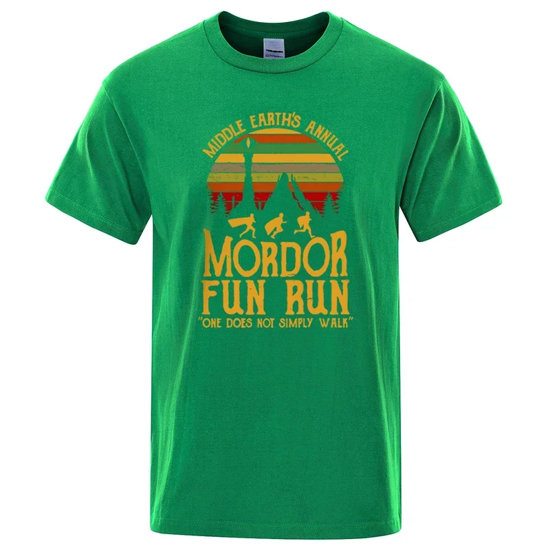 Фото Футболка с принтом Middle Earth's Annual Mordor Fun Run, мужские и женские футболки, летние хлопковые топы, хлопковые свободные уличные футболки в стиле хип-хоп №2