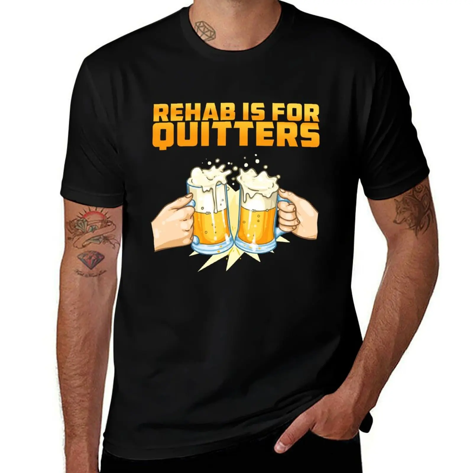 Футболка Rehab Is For Quitters Funny Rehabilition Wine Beer Lovers NL 1701 11, винтажная футболка в стиле аниме, быстросохнущая одежда для мужчин