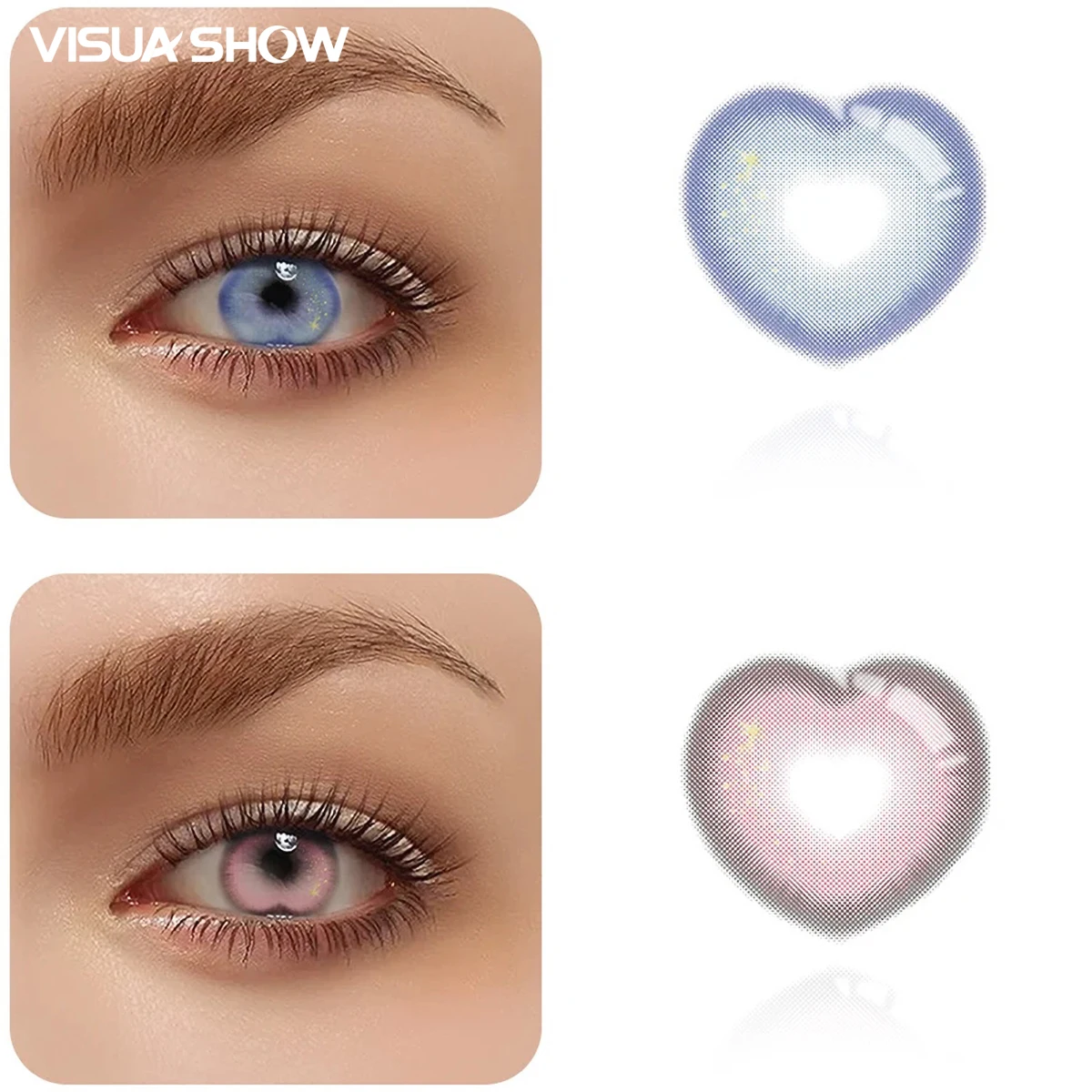 VISUASHOW 2 шт. цветные контактные линзы для близорукости с диоптриями искусственные цветные контактные линзы с окончанием класса для глаз ежегодно