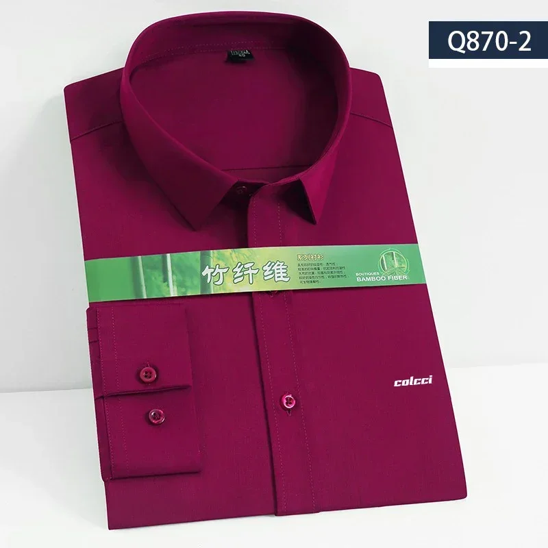 Фото 2022 nova camisa de manga longa dos homens do enrugamento elástico resistente camisa de seda dos homens magro camisa social №2