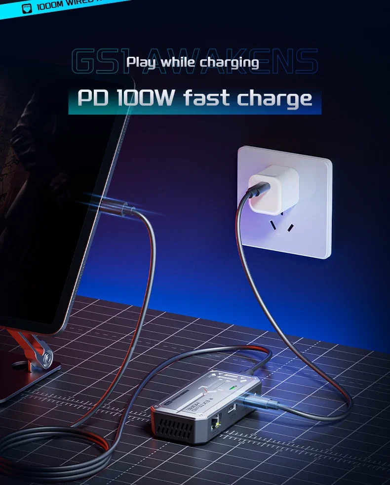 Фото Бестселлер PLEXTONE PD 100 Вт ChagerSmall USB-концентраторы 6 в 1 USB C-концентратор Многопортовый адаптер USB 3.0 Разветвитель типа C Адаптер-концентратор для I №3