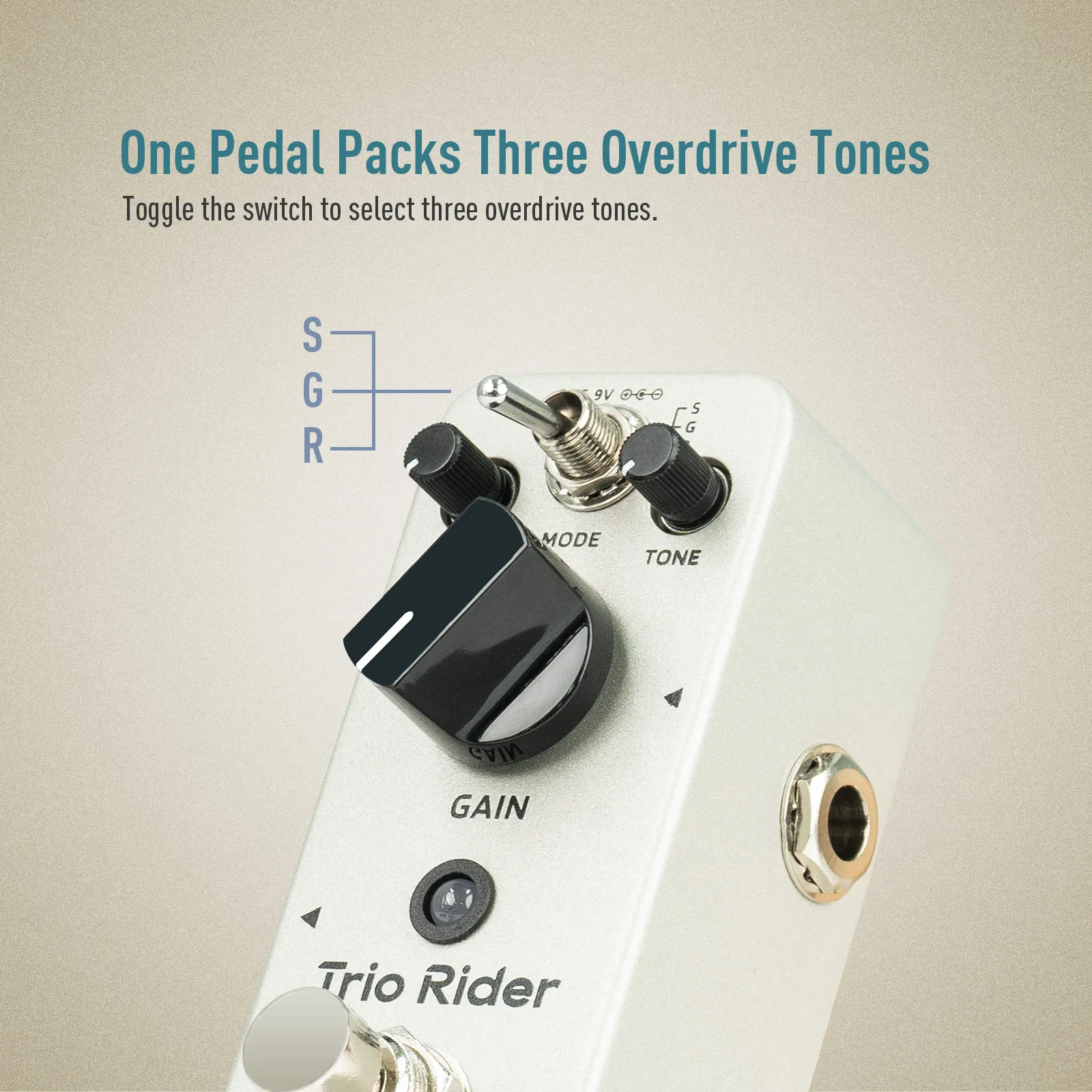 Фото Педаль эффектов для гитары Sonicake Trio Rider Overdrive — Centaur Classic, 100% аналоговый буферный байпас QSS-26 №4