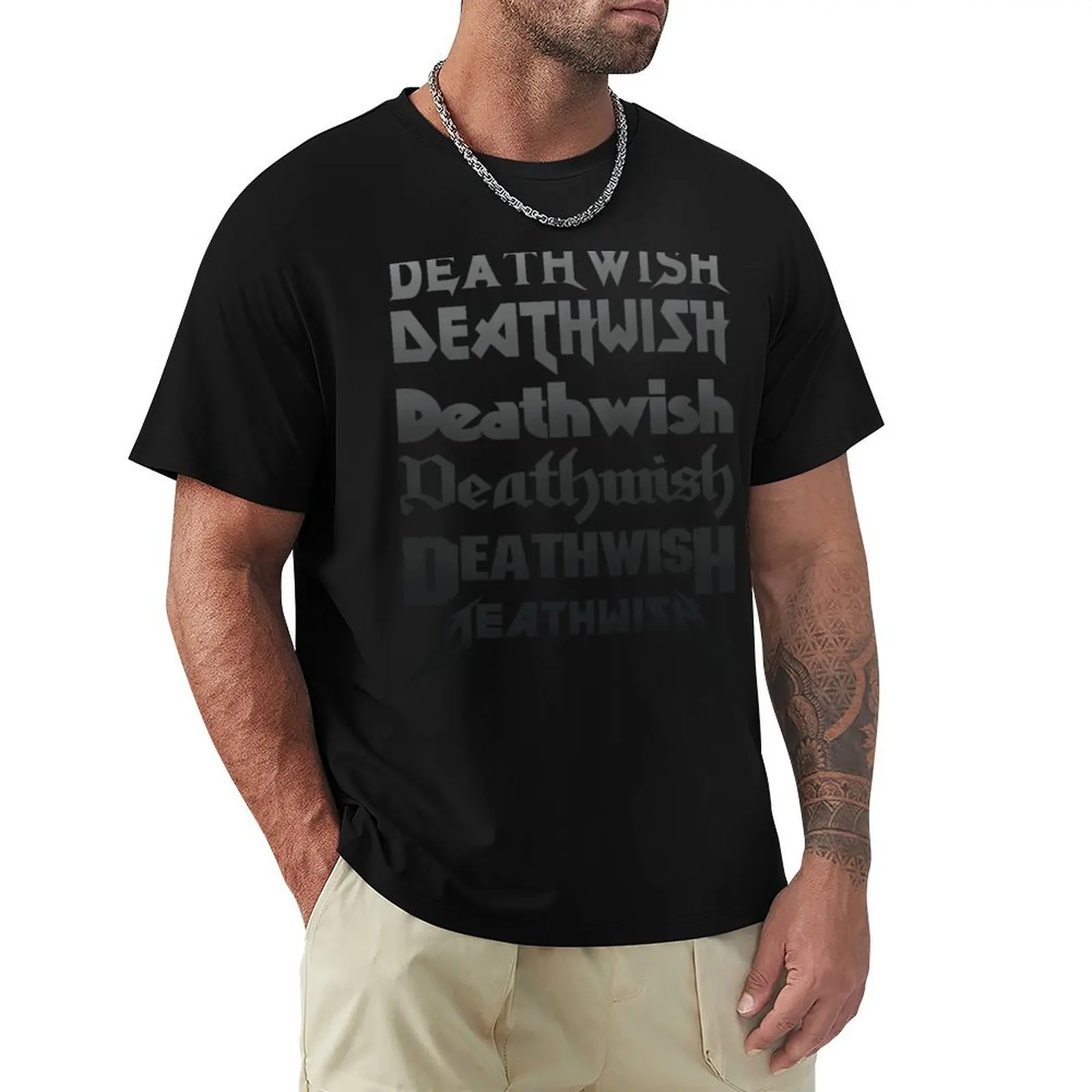 Футболка Deathwish Parody, рубашка с аниме, мешковатые рубашки, футболки, мужские забавные подарки, тяжелые футболки для мужчин