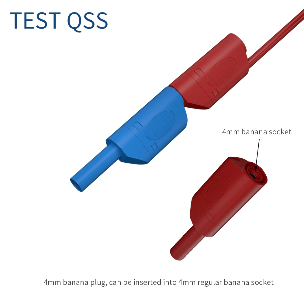 Фото QSS 5 шт. мультиметр тестовые выводы двойной 4 мм банановый штекер полностью Изолированная Безопасность Штабелируемый медный кабель тестовый инструмент Аксессуары Q.70016 №5