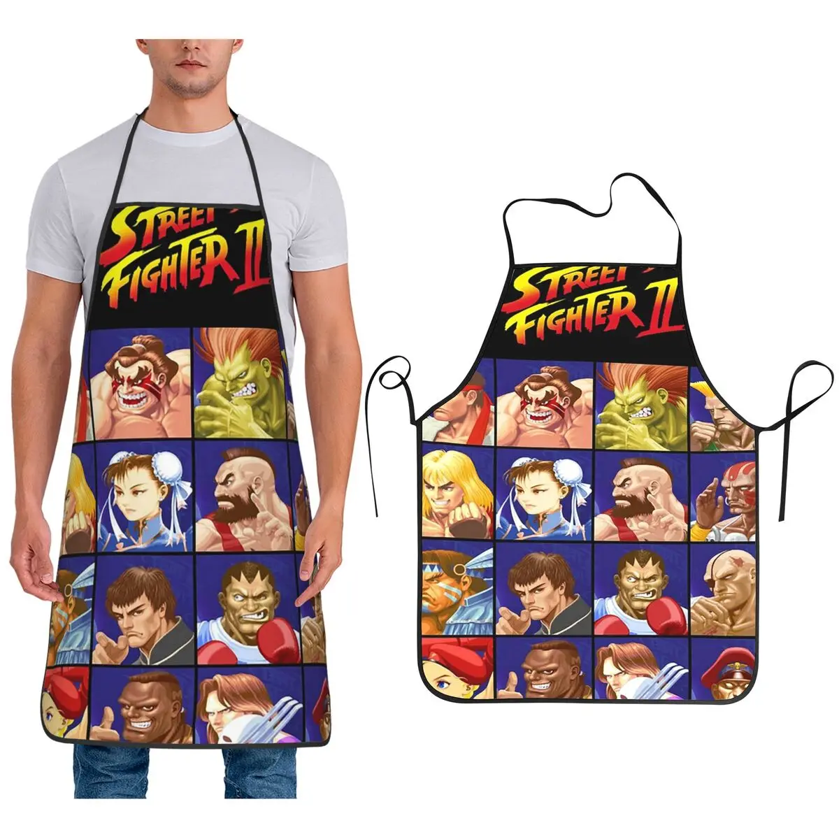 Фартуки Defeated Portraits Super Street Fighter Фартуки для шеф-повара Кулинария Кухня Таблер Водонепроницаемый нагрудник Кухонный сарафан для уборки
