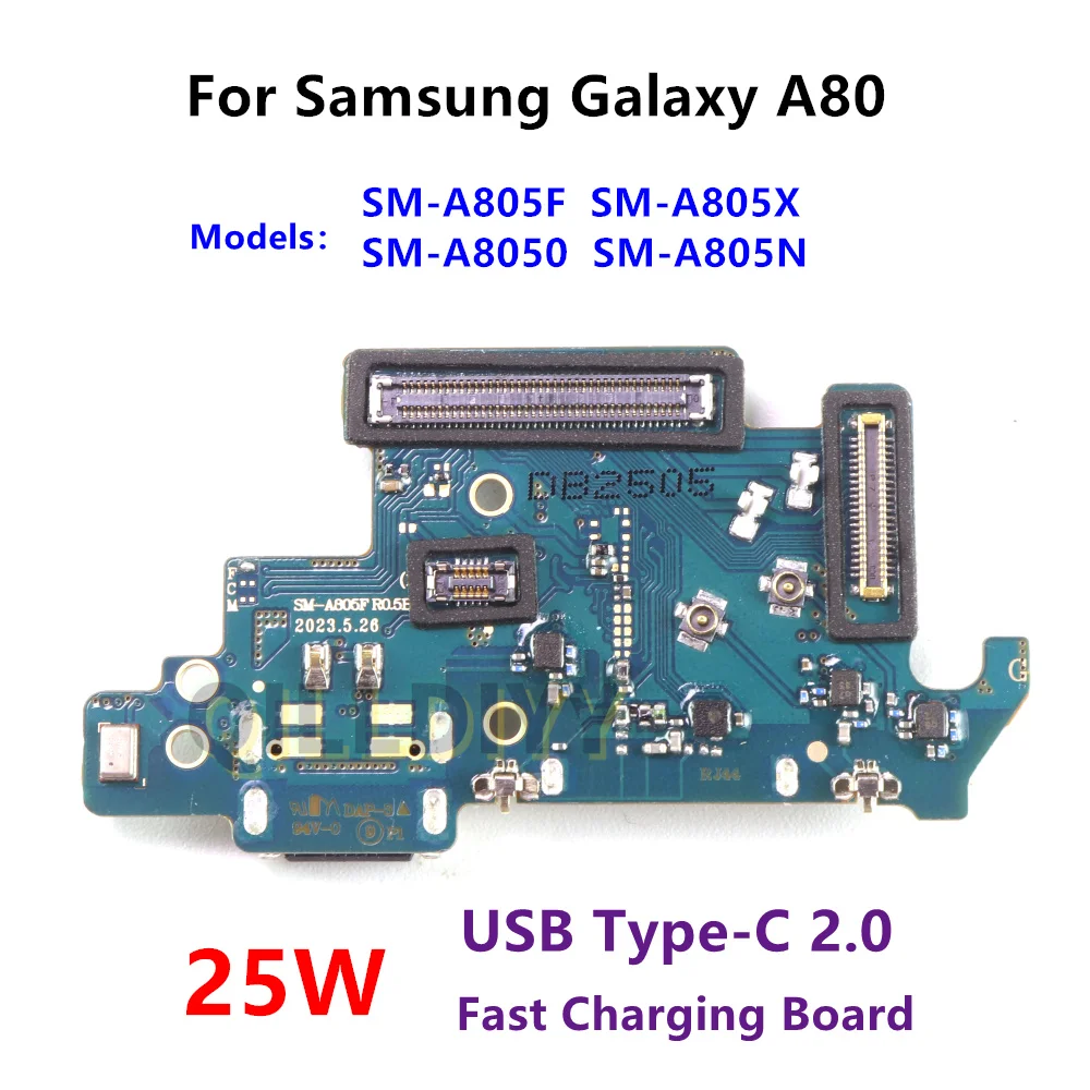 USB-док-станция для зарядки для Samsung Galaxy A80 SM-A805F/DS A805, разъем порта зарядного устройства, гибкий кабель, микрофон, слот для чтения SIM-карты