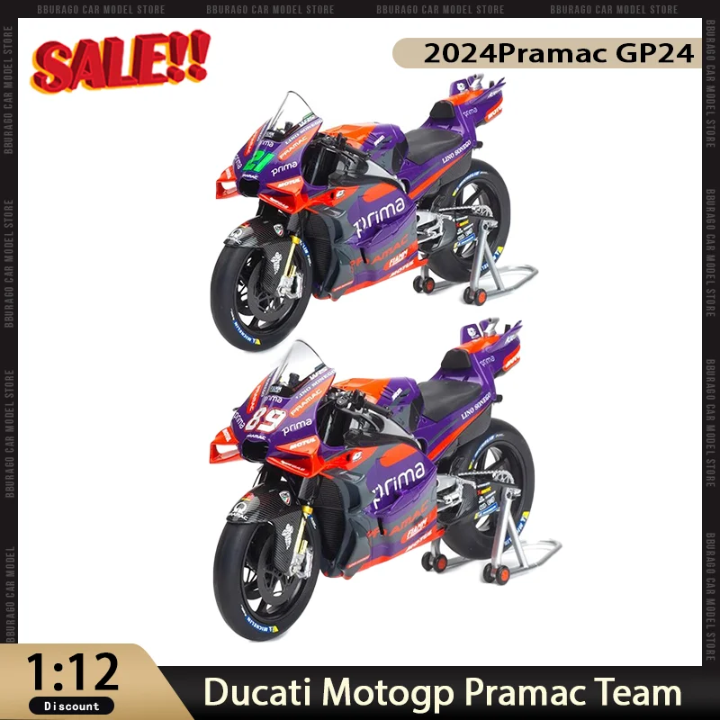 Новинка в наличии 1:12 Ducati 2024 MOTOGP 1:12 Pramac GP24 мотоцикл из сплава, миниатюрная литая под давлением модель, коллекция украшений, игрушки на заказ