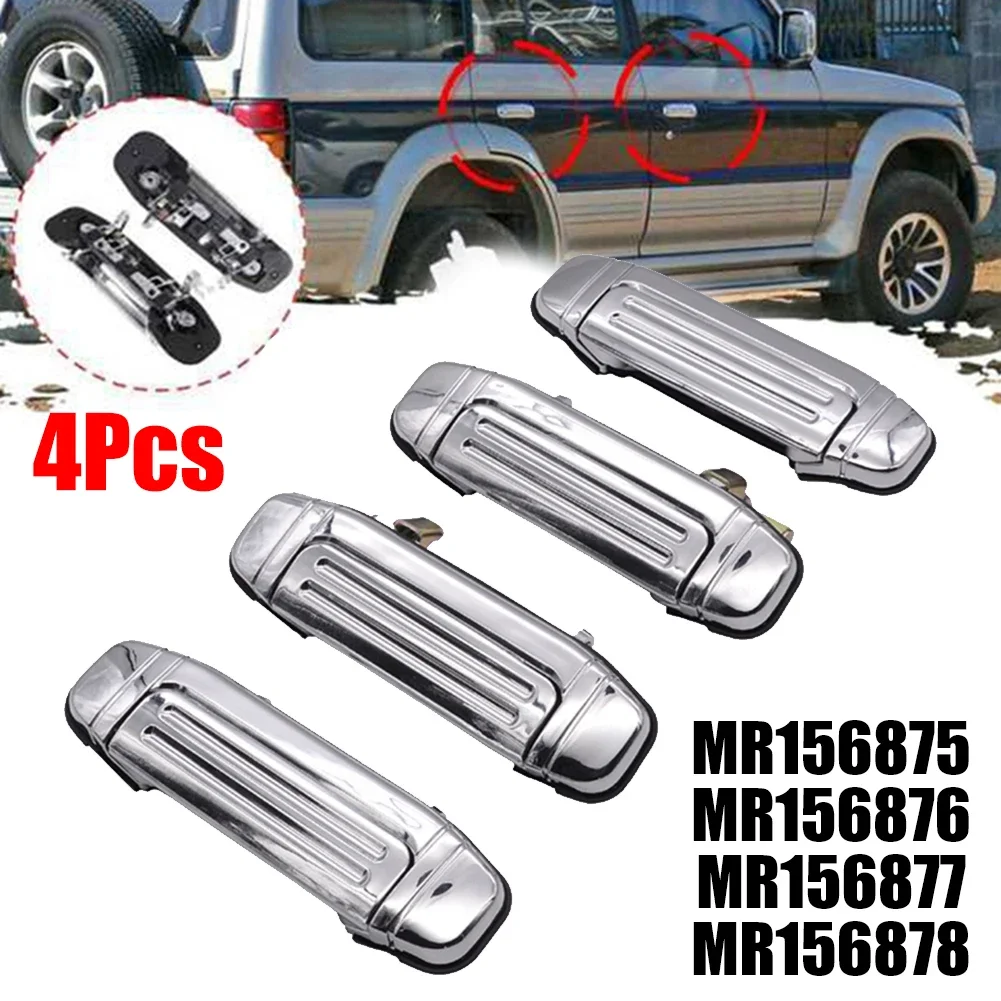 Наружные хромированные дверные ручки 4x для Mitsubishi, Montero, Pajero, MR156875, MR156876, MR156877, запчасти для автомобилей