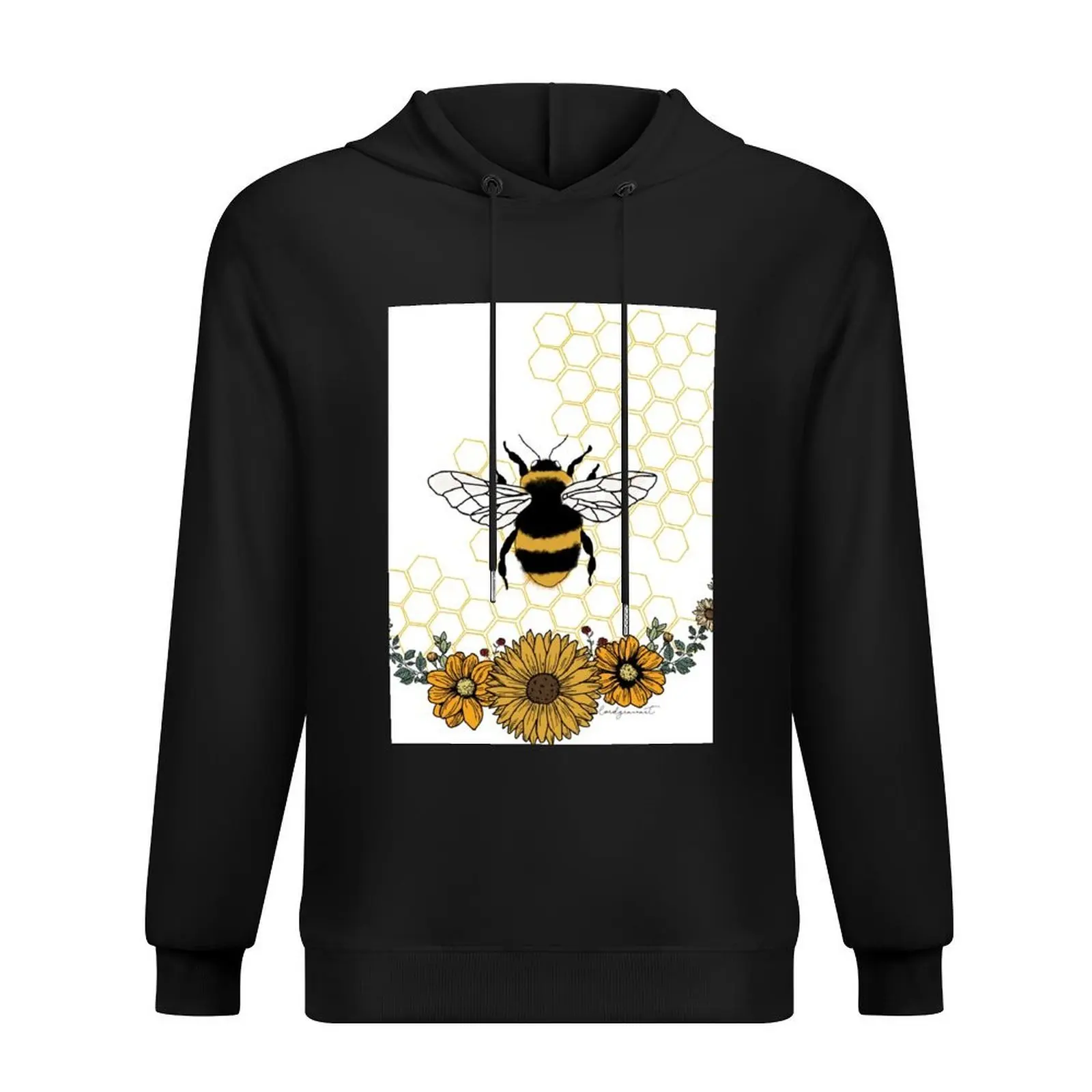 Sunflower Bee-Honey Comb Желтая толстовка с капюшоном, мужской зимний свитер, мужское пальто, мужская дизайнерская одежда, мужская одежда, толстовки с графикой