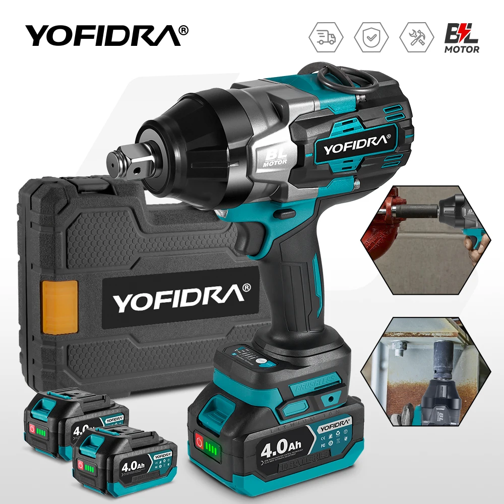 YOFIDRA 3300N.M Бесщеточный электрический ключ 3/4 дюйма 4 шестерни Аккумуляторные эффективные электроинструменты для ремонта автомобилей для аккумуляторного штифта Makita 18 В