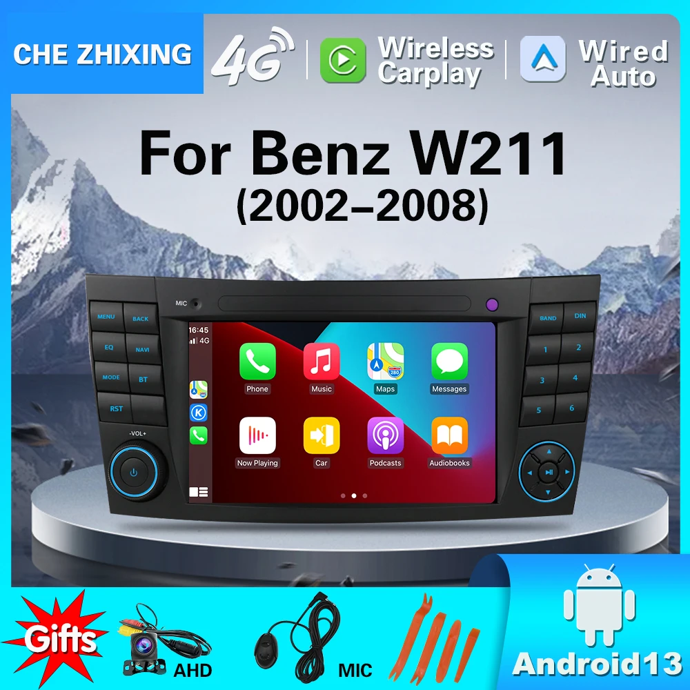 2 Din Android 13 Auto Magneto для Mercedes Benz E-Class W211 E200 E220 E300 E350 E240 E280 CLS Class W219 Мультимедийная сист...
