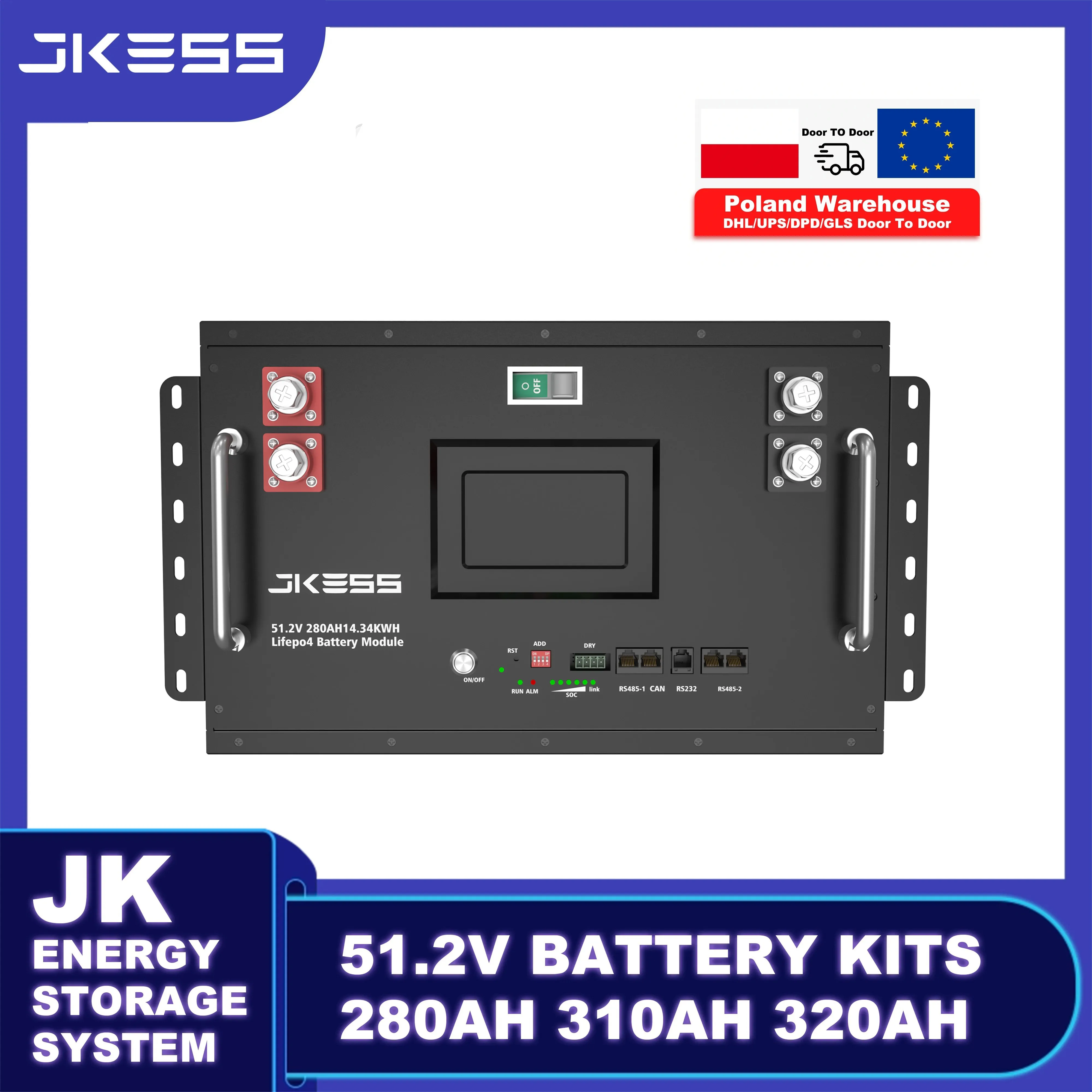 Комплекты аккумуляторов JKESS 6U Lifepo4 48 В 51,2 В 280 Ач 15 кВт Lifepo4 Комплекты аккумуляторов Power Bank для солнечной батареи Tax Free EU Stock в продаже
