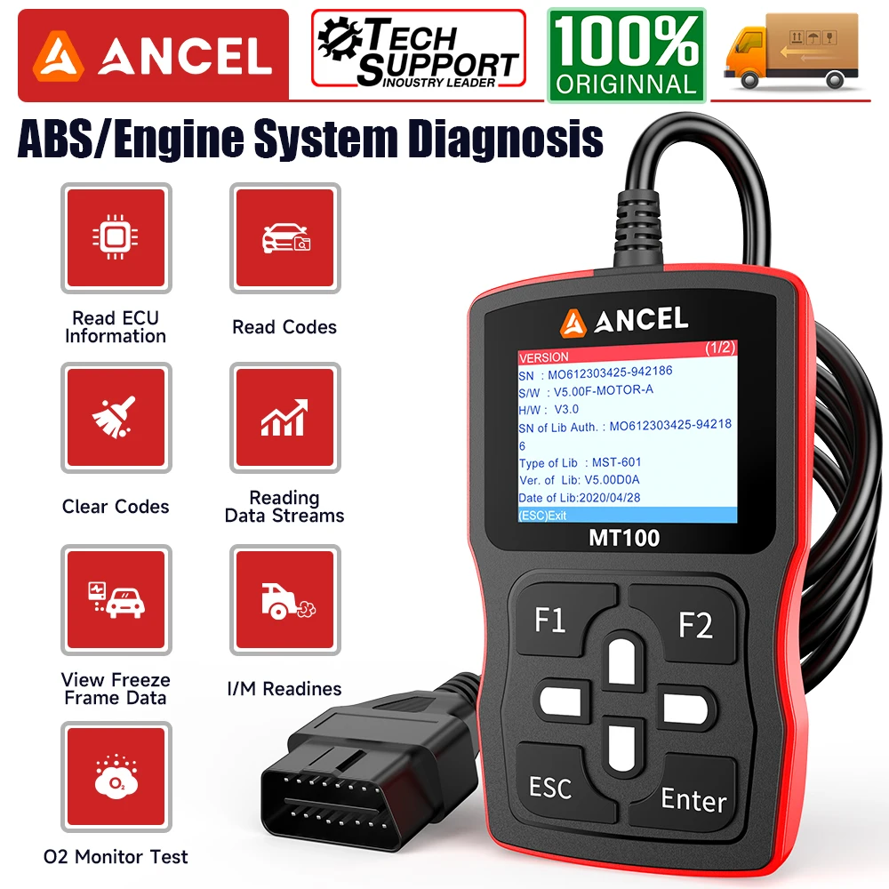ANCEL MT100 сканер для мотоциклов OBD2 сканер инструменты для мотоциклов для двигателя ABS диагностические инструменты для двигателей для YAMAHA/HONDA/SUZUKI