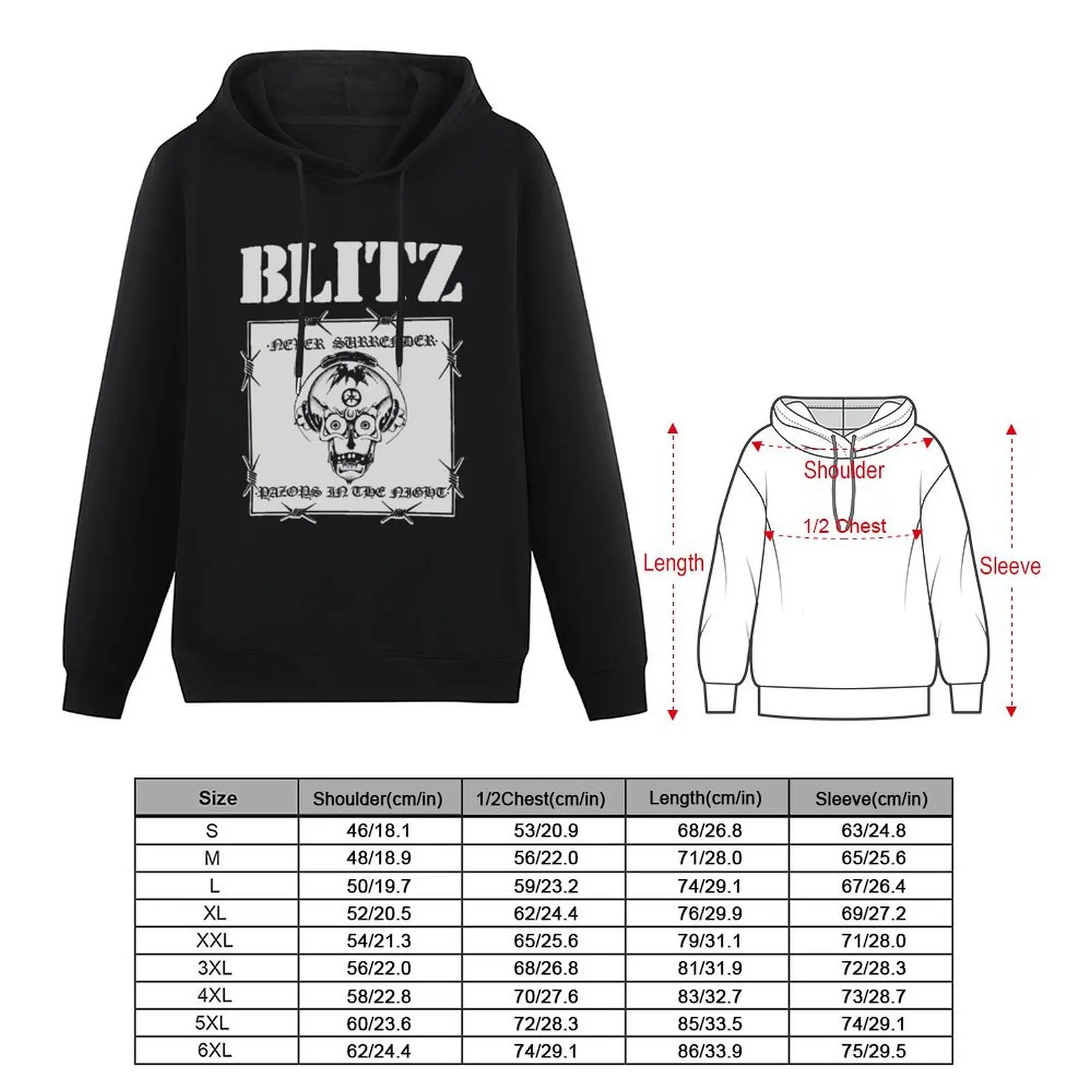Фото Blitz - Razors in the Night - Never Surrender - Толстовка с капюшоном Punk UK Skinhead, осенняя одежда для мужчин, японская толстовка с капюшоном №3