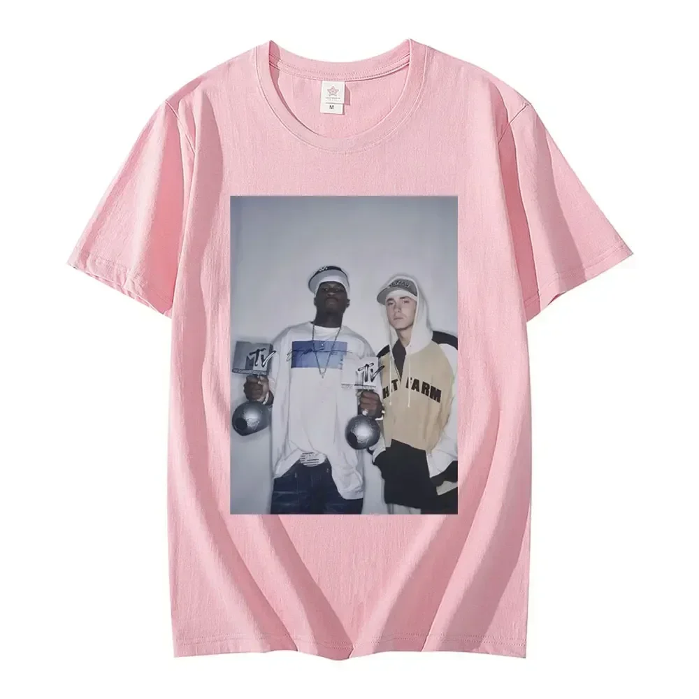 50 центов Dan Eminem Kaus Grafis Pria Kaus Fashion Hip Hop Harajuku Pria Katun