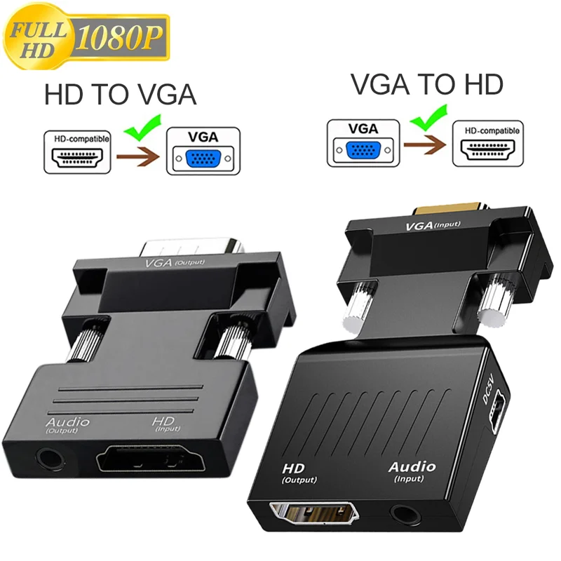 Переходник с VGA на HDMI, 1080P, для ПК, ноутбука