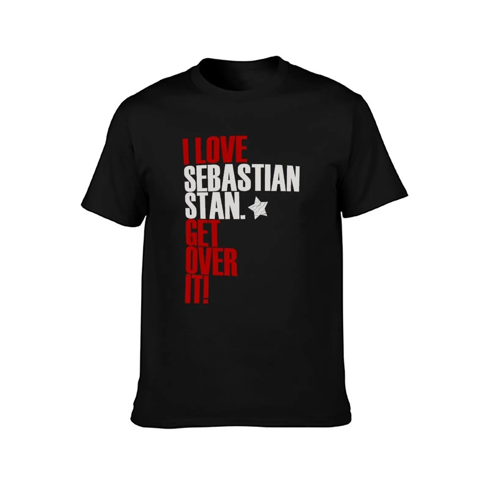 Фото Футболка I Love Sebastian Stan Get Over It, футболки из 100% хлопка, мужская футболка из хлопка, футболка высокого качества №2