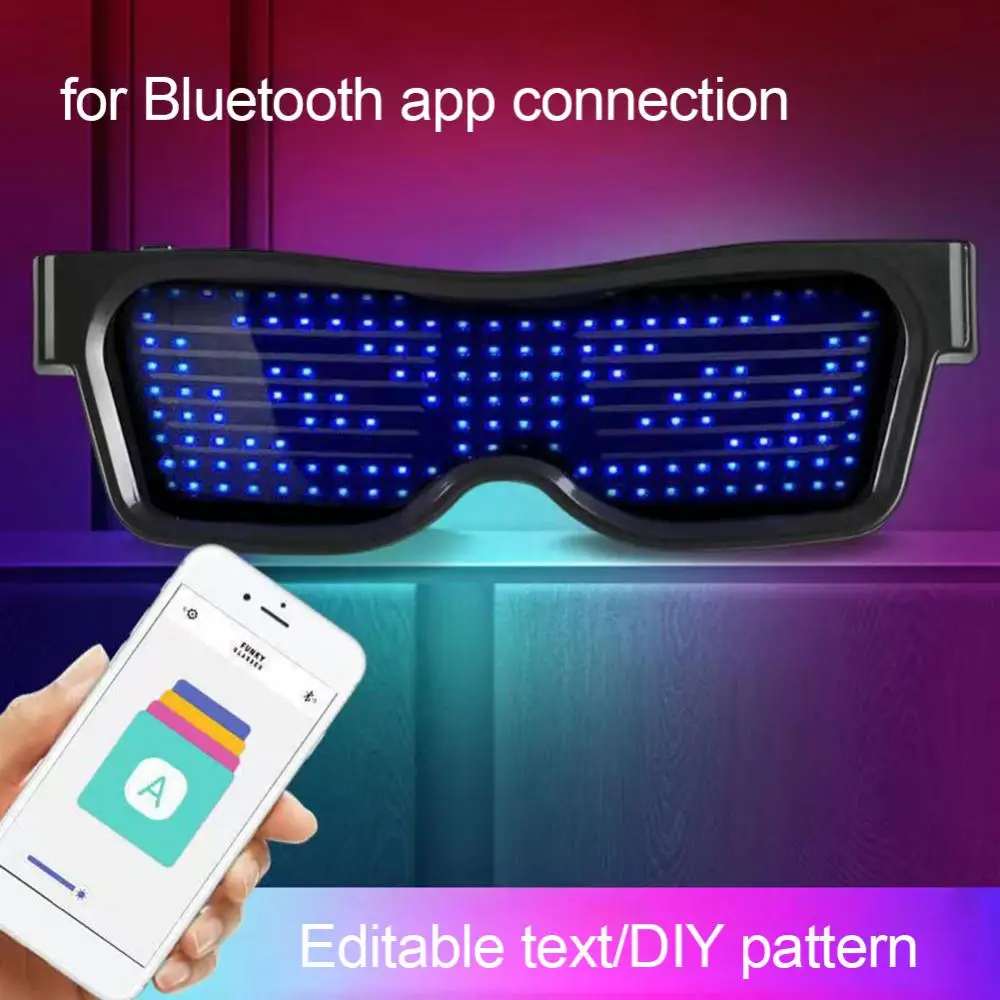 Светящиеся очки Bluetooth-совместимые светодиодные очки для вечеринок, защитные очки с управлением через приложение, USB-управление через приложение, очки на Хэллоуин и Рождество (art.: 3920ca8b0dfc8) - 3920ca8b0dfc8