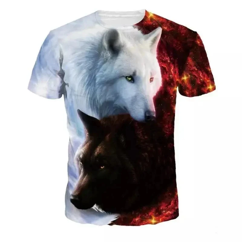 Wolf Kaus Pria untuk Pria Gratis Ongkos Kirim Kaus Atasan Lengan Pendek Kaus Print 3d Kaos Bermerek Fashion Gratis Ongkos Kirim