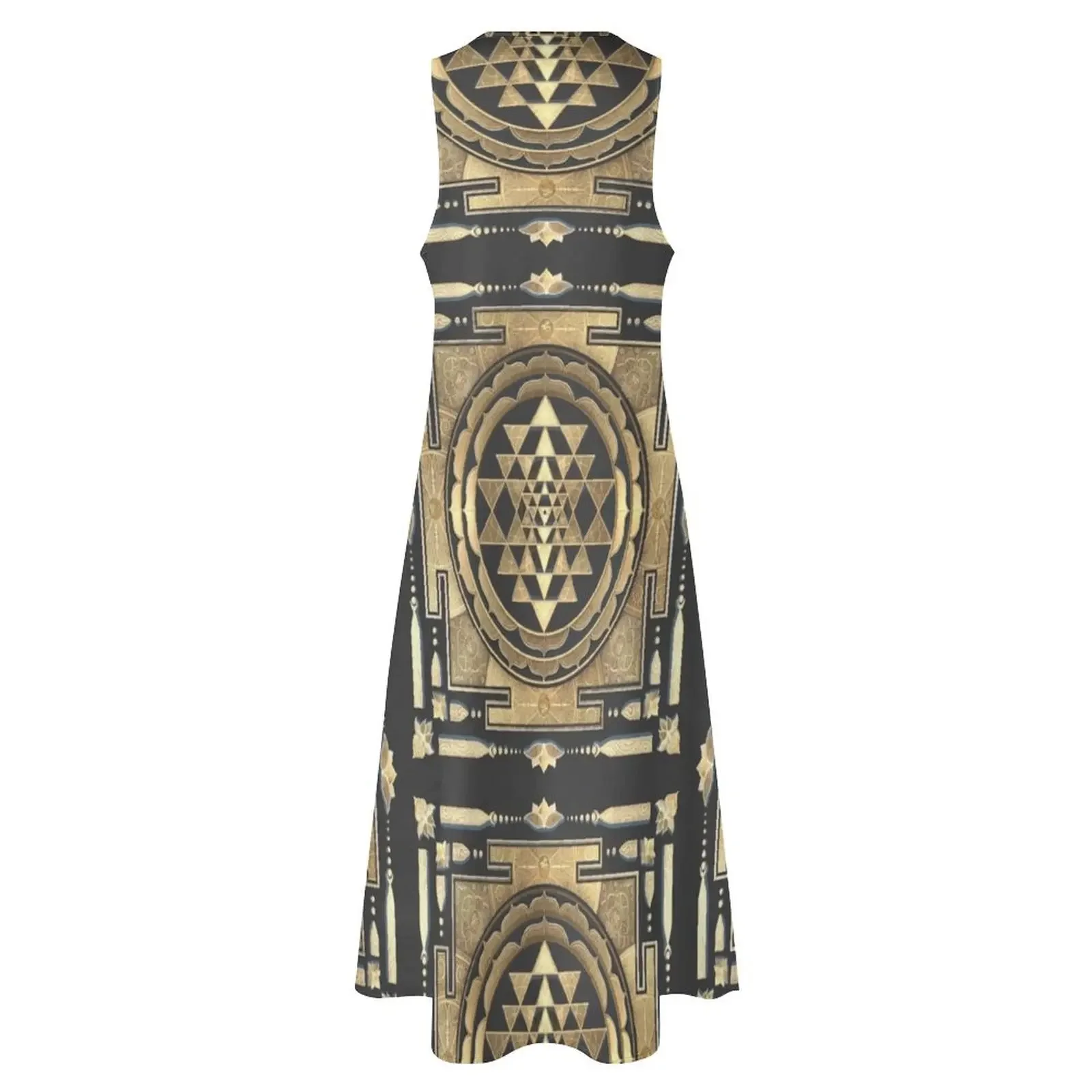 Фото GOLDEN SRI YANTRA (глубокий угольный фон) Длинное платье женское платье длинное платье женские летние летние наряды для женщин 2025 №4