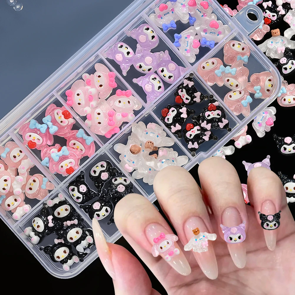 50 шт./кор. микс Kuromi Melody Cinnamoroll подвески для ногтей мультфильм прозрачный/матовый полимерный декор для ногтей DIY чехол для мобильного телефона поделки #
