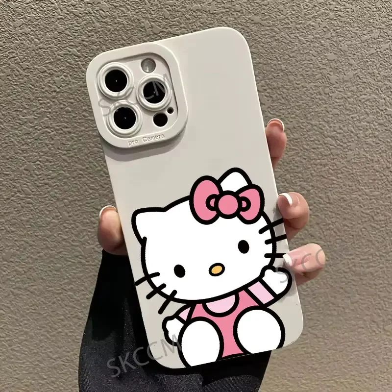 Стильный чехол Sanrio Hello Kitty для iPhone 16, 15, 14, 13, 12, 11 Pro Max, 12Mini, 7, 8, X, XR, XS MAX, SE2, милый противоударный чехол