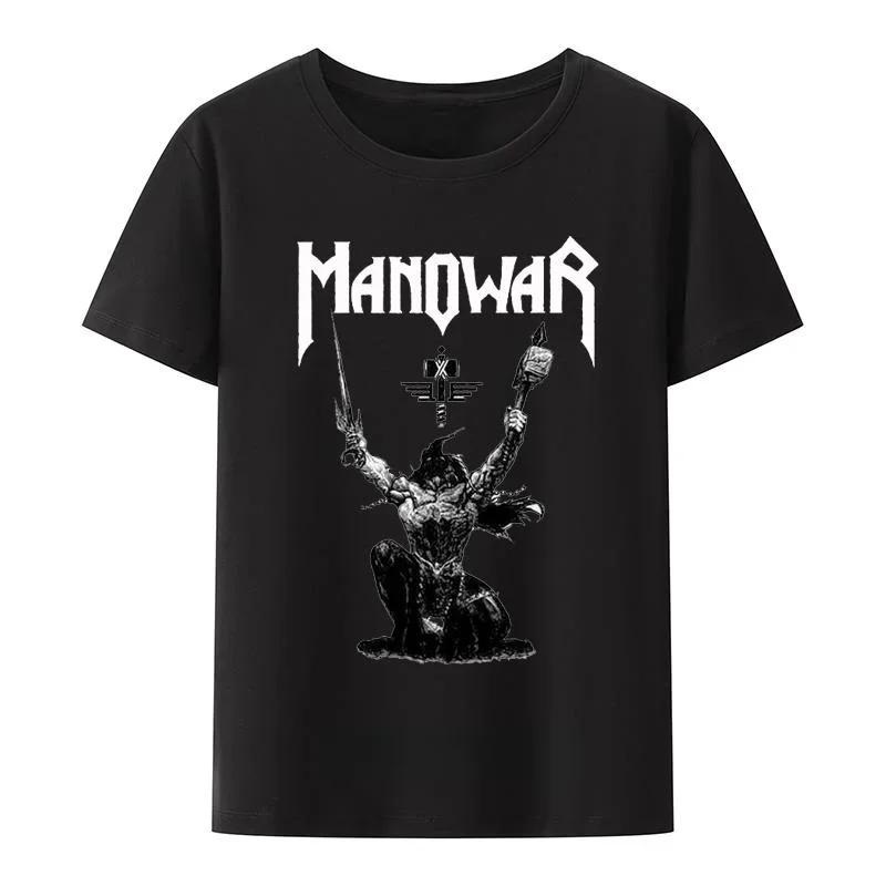 Футболка Manowar Мужская/Женская свободного покроя, модная дышащая уличная одежда в стиле хип-хоп, повседневный топ с графическим принтом, лето