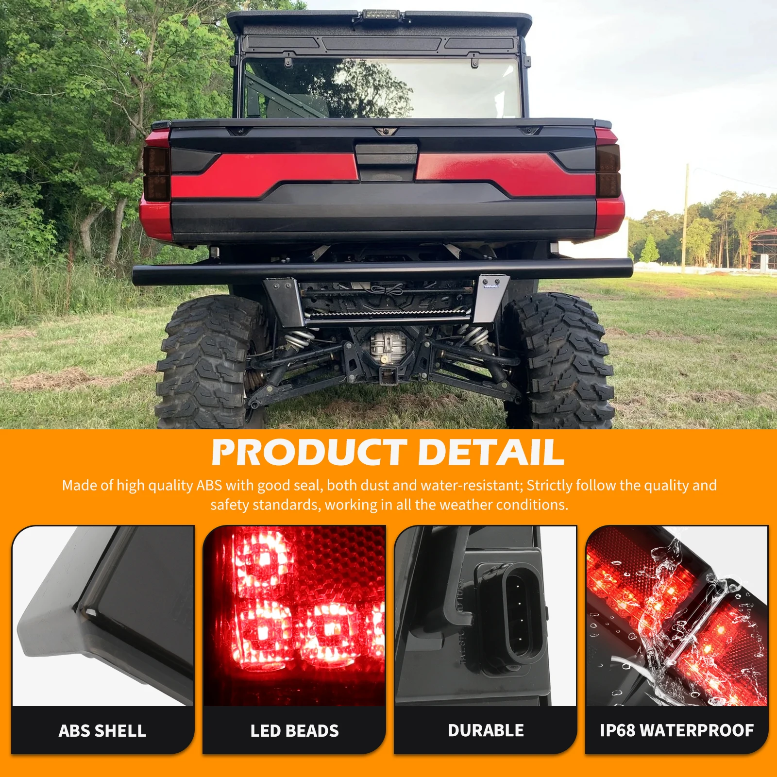 Фото 12 В UTV ATV задние фонари ABS для Polaris Ranger Crew XP 1000 2017-2025 задний фонарь стоп-сигнал указатель поворота №3