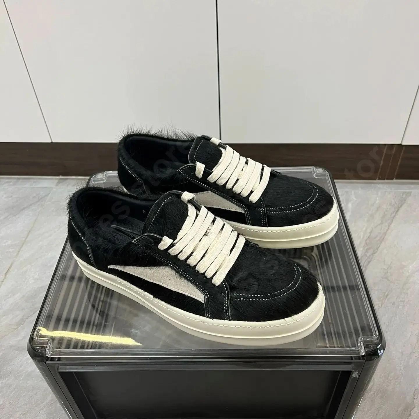 Туфли Ricks низкие мужские и женские, лошадиный волос, кроссовки, повседневная обувь Owens, на шнуровке, черные ботинки на плоской подошве в стиле ретро
