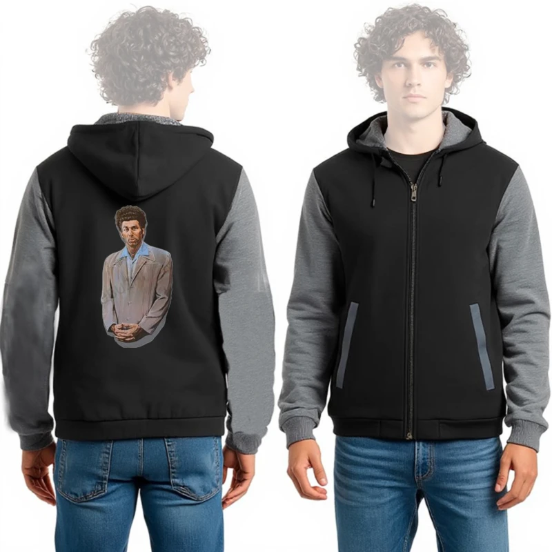 Новая мужская зимняя толстовка с капюшоном Kramer с рисунком Seinfeld, мужская брендовая повседневная крутая толстовка унисекс, толстый пуловер, куртка