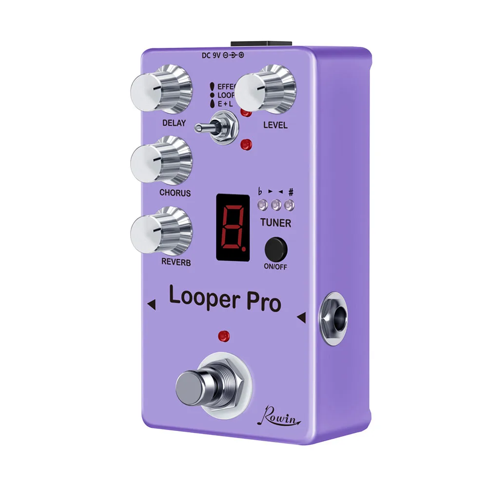 Фото Педаль для создания эффектов ROWIN Looper Pro с 40s циклической задержкой реверберации хора и тюнером, прост в использовании для музыкантов №2