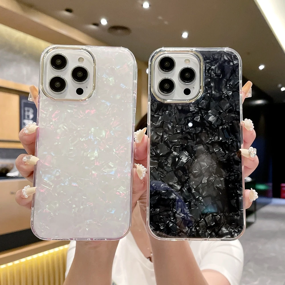 Чехол для телефона с рисунком раковины для iPhone 14 11 12 13 Pro Max Золотая рамка для камеры Жесткий противоударный чехол