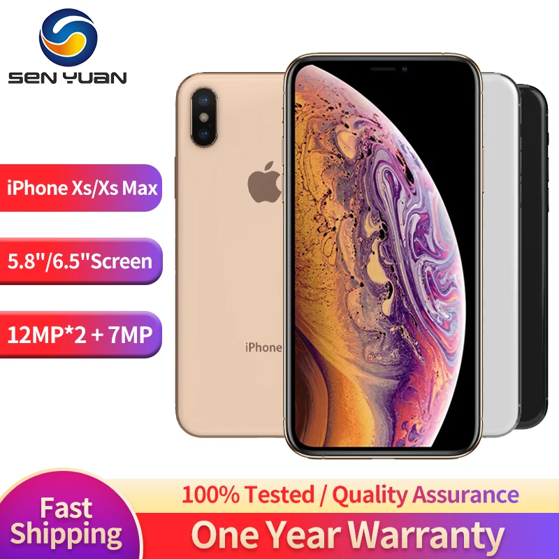 Смартфон Apple iPhone XS, 5,8 дюйма/XS MAX, 6,5 дюйма, ОЗУ 4 Гб ПЗУ 64 Гб/256 ГБ/512 ГБ, десять ядер, IOS A12 Bionic LTE 4G, разблокированный, б/у