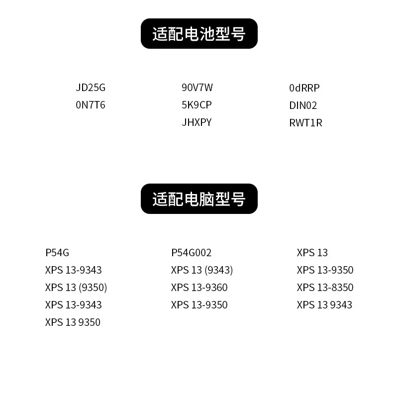 Новый аккумулятор для ноутбука JD25G 90V7W PW23Y 7,6 В 60 Втч для Dell Xps 13 9360 для 0rnp72 0tp1gt, новые литий-ионные аккумуляторы для ноутбуков с 4 ячейками (art.: 3920ccbc7ed99) - 3920ccbc7ed99