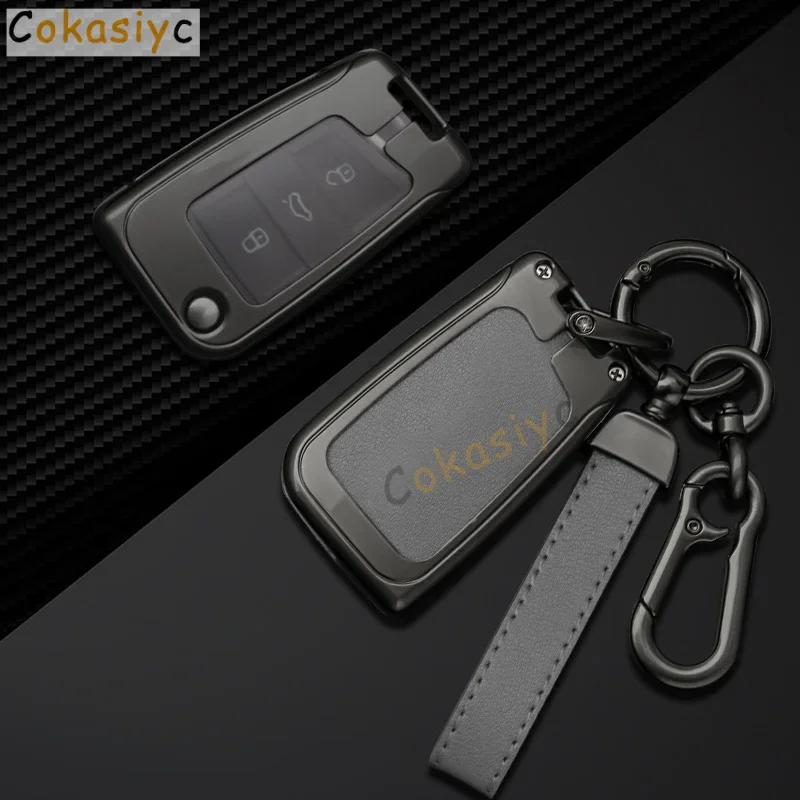 Фото Новый кожаный чехол для ключей из цинкового сплава для Skoda Octavia VW Volkswagen Golf 7 MK7 Tiguan MK2 SEAT Ateca Leon FR 2 Ibiza №2