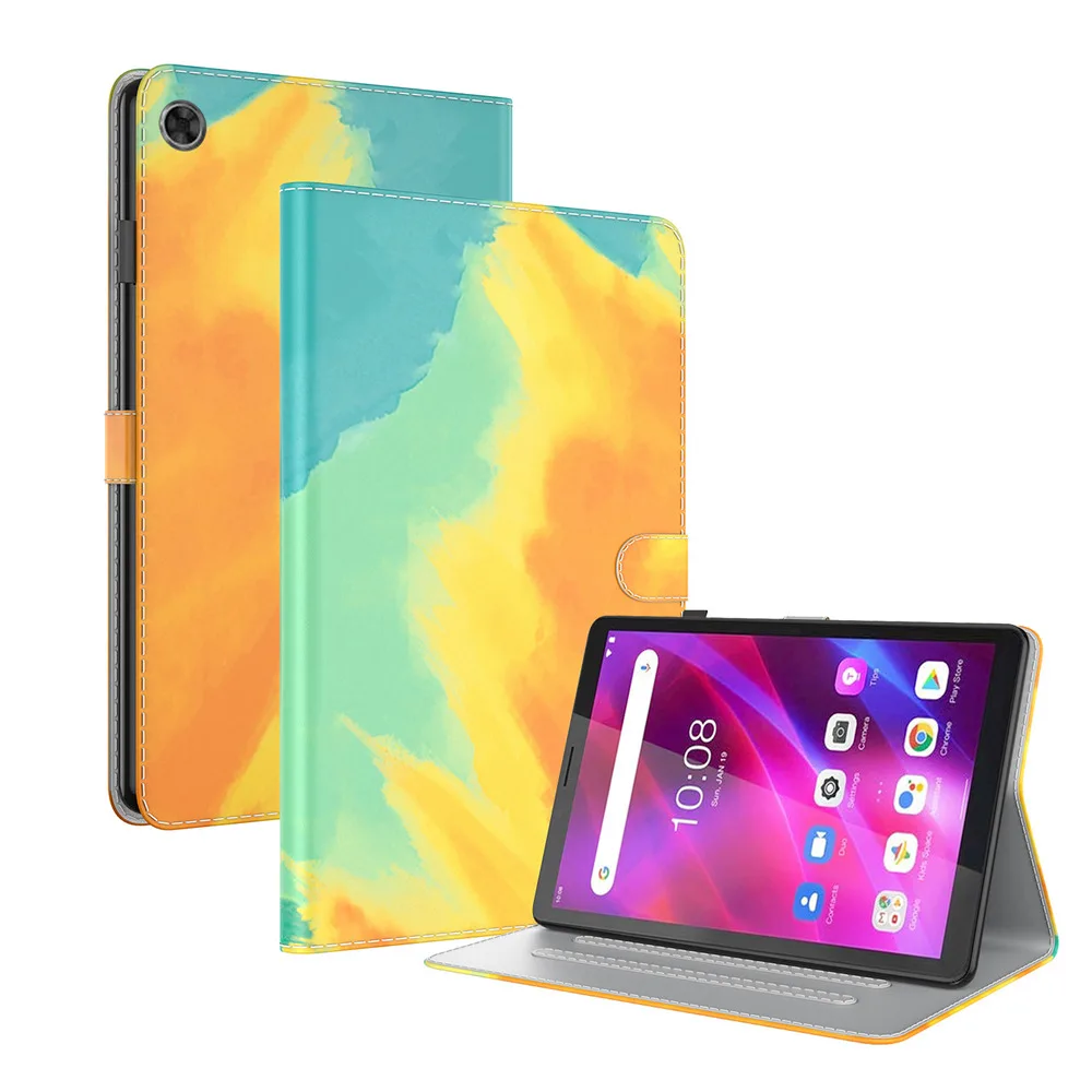 Акварельный кожаный кошелек, мягкая задняя крышка из ТПУ для Lenovo Tab M7 3-го поколения, флип-чехол для Lenovo TB-7306F 7,0
