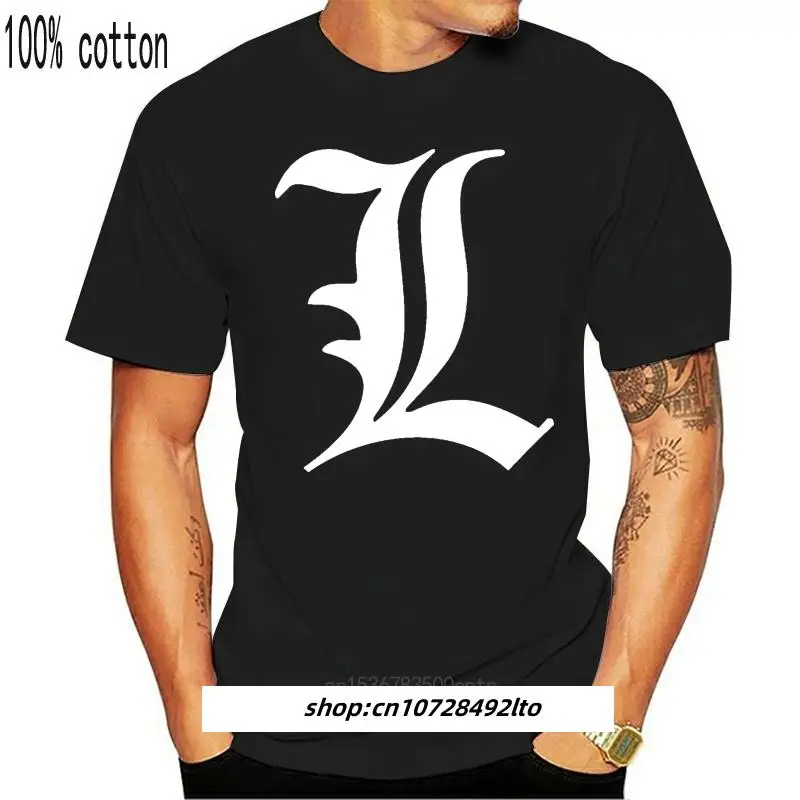 Kaus Death Note Pakaian Pria Kaus Deathnote L. Kaus Anime Pria, манга, One Piece, светильник 100% Katun, Atasan Grosir