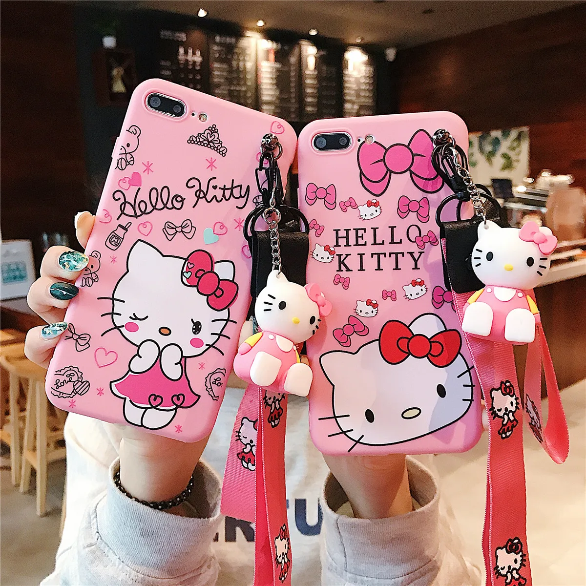 Чехол Hello Kitty для Samsung Galaxy S7 Edge S8 S9 S10 S20 S21 S22 Plus Ultra S21FE Note 9 10, чехол с веревкой-держателем