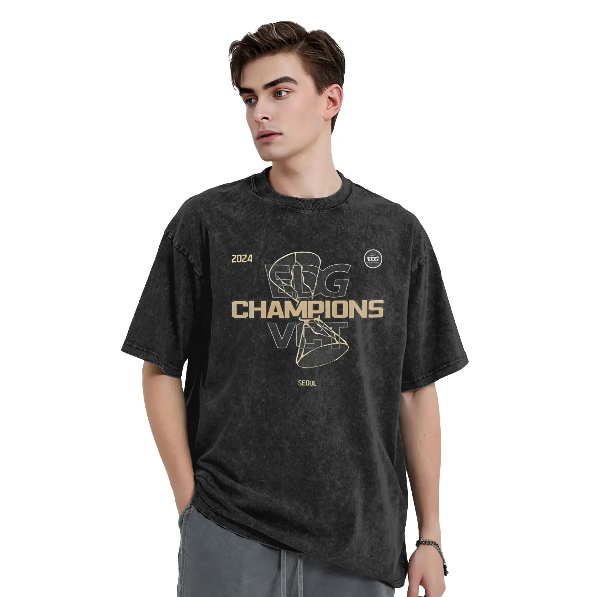 Фото Valorant Esports EDG Jersey 2025 года, стираные футболки Zmjjkk, летняя футболка в стиле хип-хоп, уличная хлопковая одежда с принтом №3