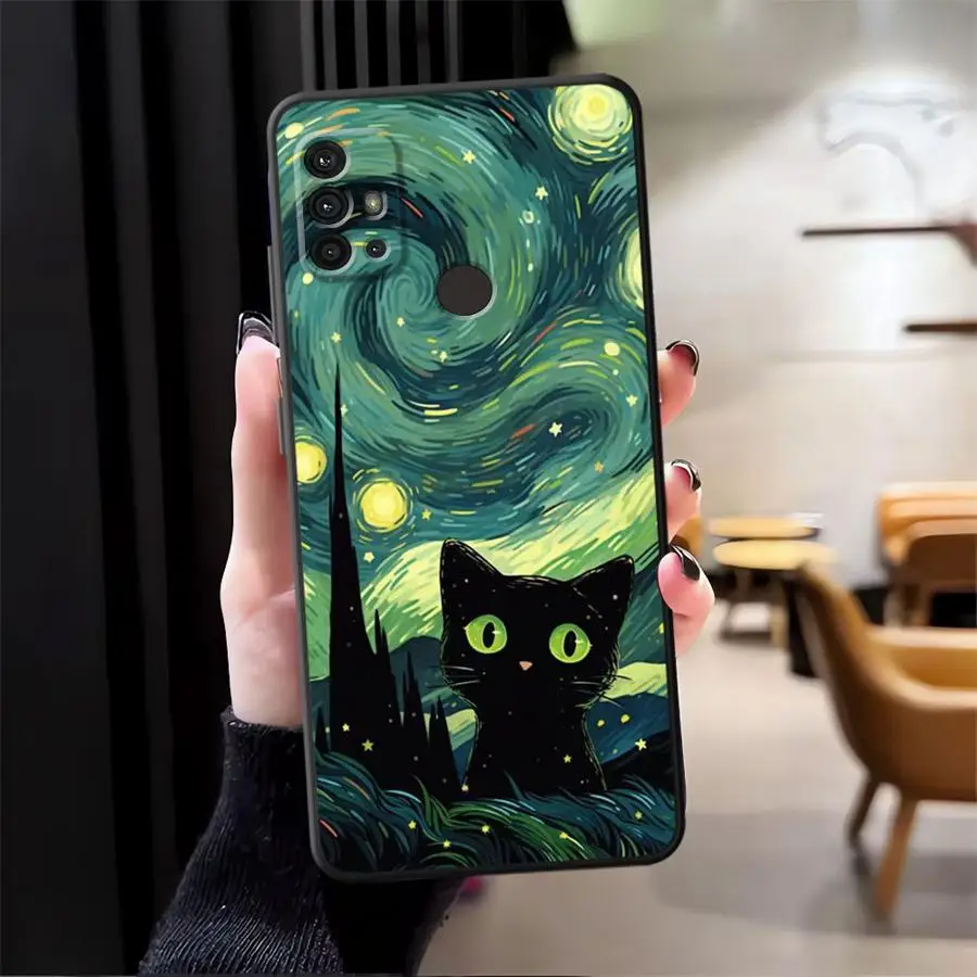 Фото Мягкий чехол для телефона Van Gogh Art Cute Kitty для Moto Edge 20, 30 X30 Pro S30 Pro №5