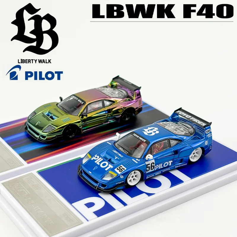 Топ Art 1/64 LBWK F40 Пилот Синий Кинетический Хромированный Сплав Игрушка Моторный Автомобиль Литая Под давлением Металлическая Модель Подарки